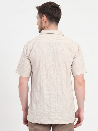 Natural Printed Slim Fit Casual Shirt | JadeBlue