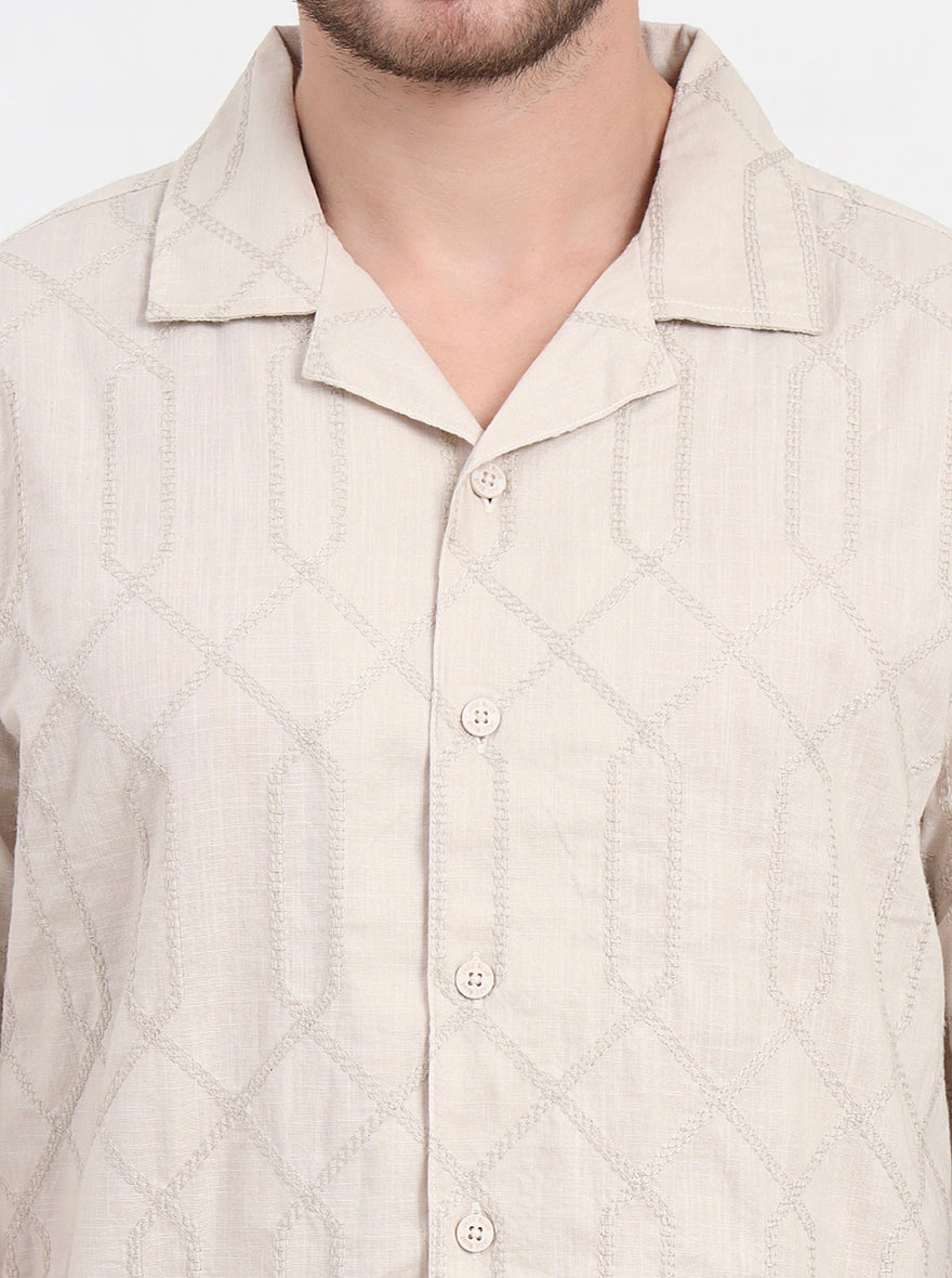 Natural Printed Slim Fit Casual Shirt | JadeBlue