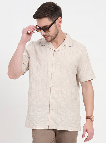 Natural Printed Slim Fit Casual Shirt | JadeBlue