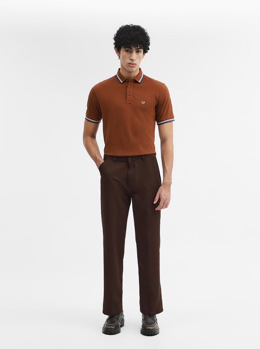 Rust Solid Slim Fit Polo T-Shirt | JadeBlue