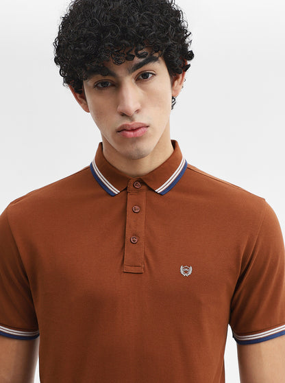 Rust Solid Slim Fit Polo T-Shirt | JadeBlue