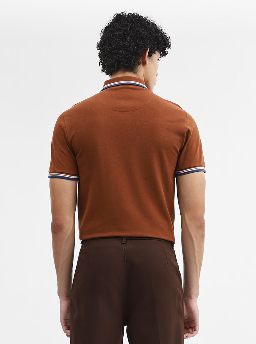 Rust Solid Slim Fit Polo T-Shirt | JadeBlue