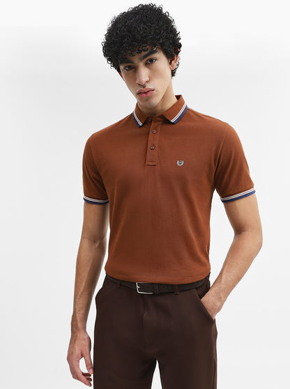 Rust Solid Slim Fit Polo T-Shirt | JadeBlue