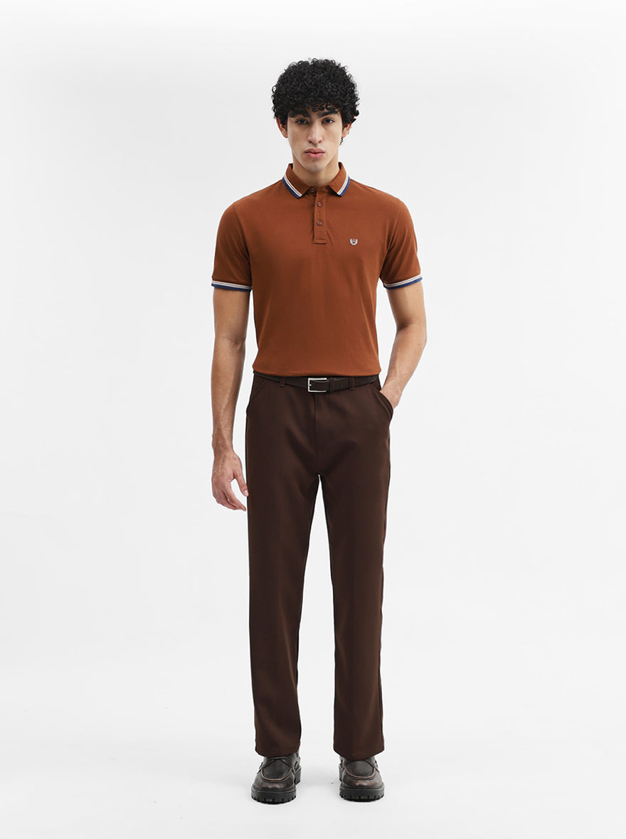 Rust Solid Slim Fit Polo T-Shirt | JadeBlue