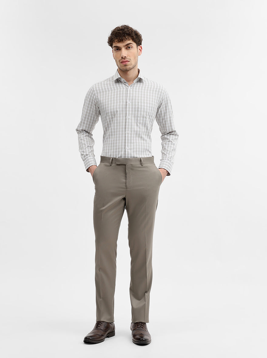 Green & White Checked Slim Fit Formal Shirt | Greenfibre