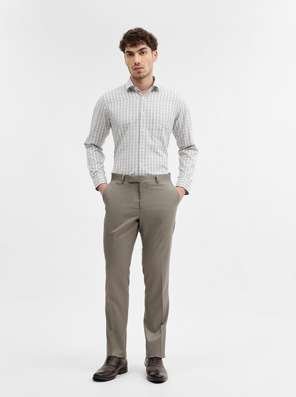 Green & White Checked Slim Fit Formal Shirt | Greenfibre