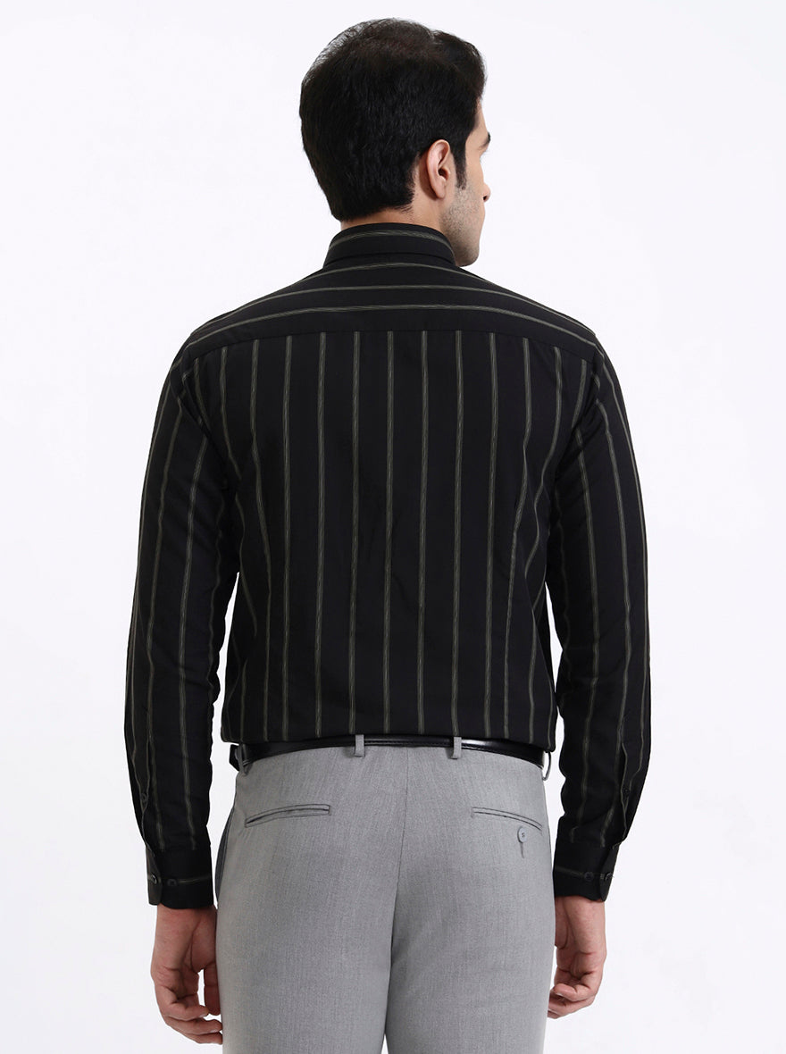 Black Striped Slim Fit Formal Shirt | Metal