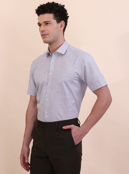 Grey Solid Regular Fit Formal Shirt | Greenfibre