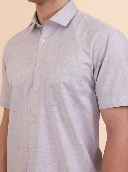 Grey Solid Regular Fit Formal Shirt | Greenfibre