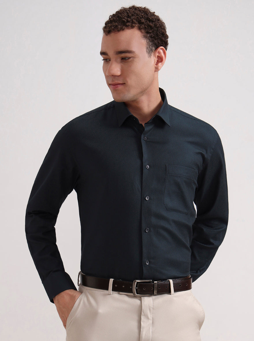 Bottle Green Solid Regular Fit Formal Shirt | JadeBlue
