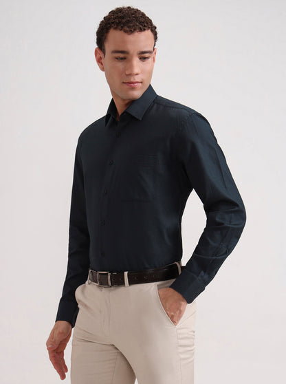 Bottle Green Solid Regular Fit Formal Shirt | JadeBlue