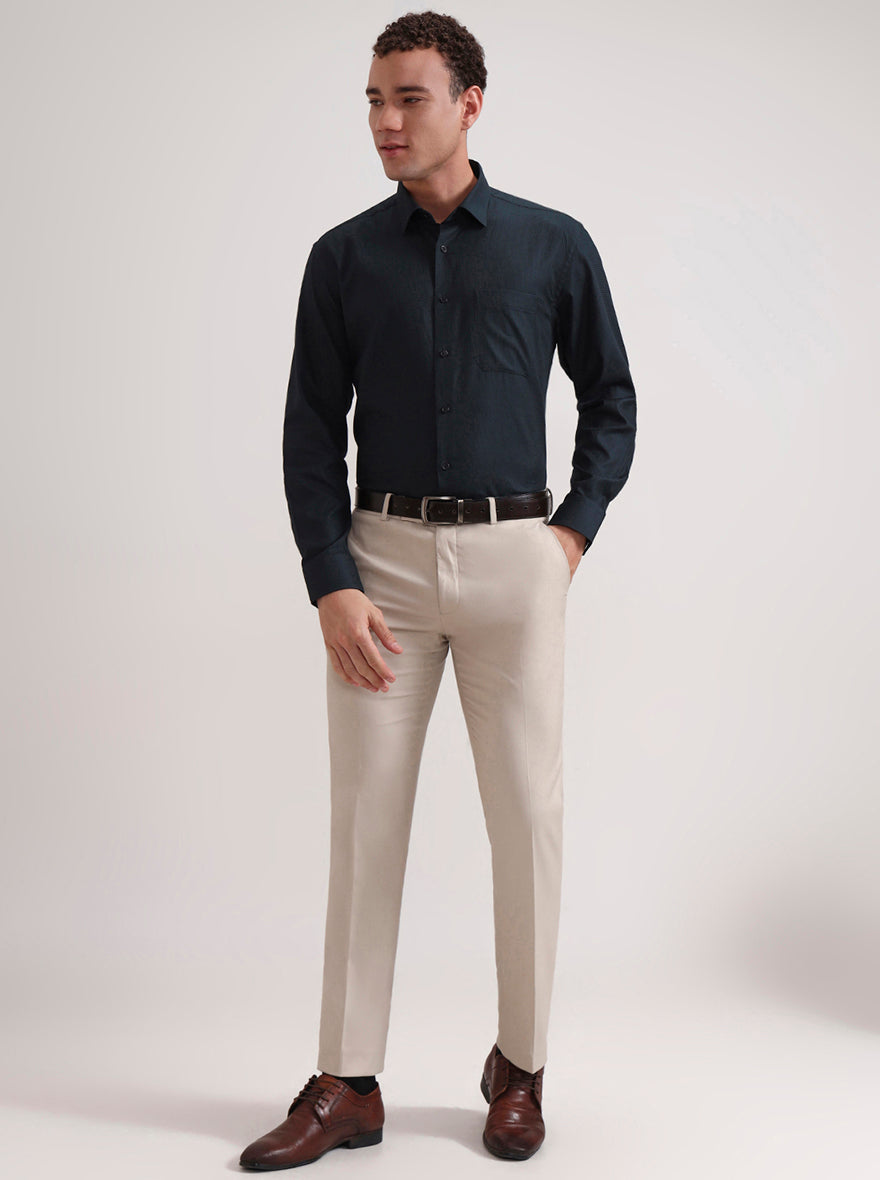 Bottle Green Solid Regular Fit Formal Shirt | JadeBlue
