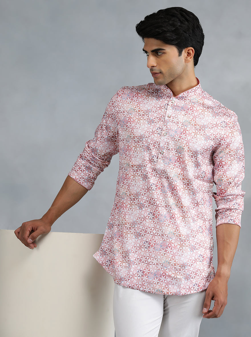 Dusty Pink Self Design Kurta | The Kurta Company