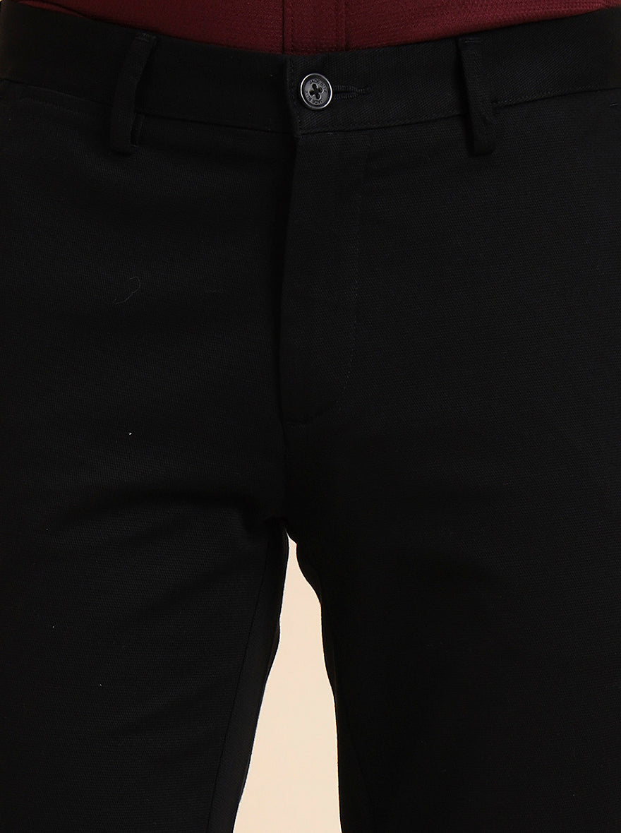 Black Solid Uno Fit Casual Trouser | JadeBlue