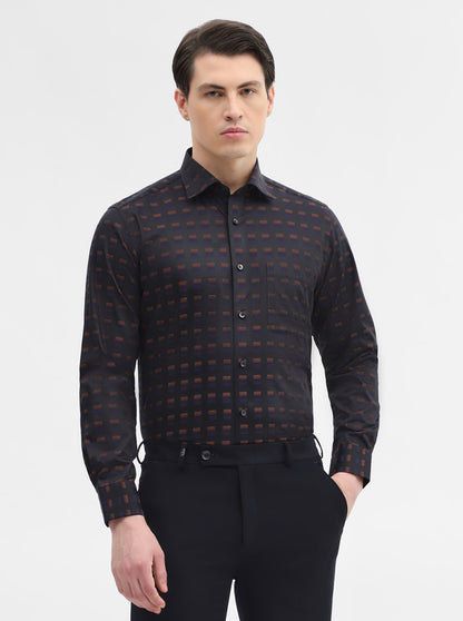 Black & Brown Printed Slim Fit Formal Shirt | Metal