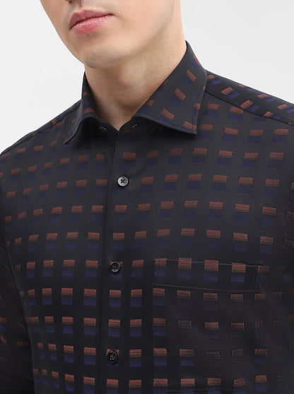Black & Brown Printed Slim Fit Formal Shirt | Metal