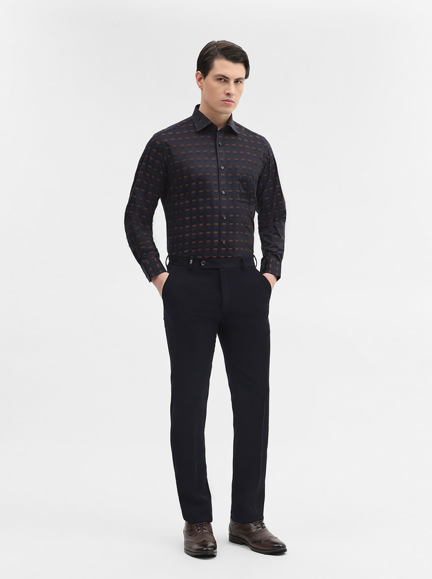 Black & Brown Printed Slim Fit Formal Shirt | Metal