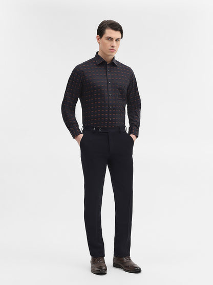 Black & Brown Printed Slim Fit Formal Shirt | Metal