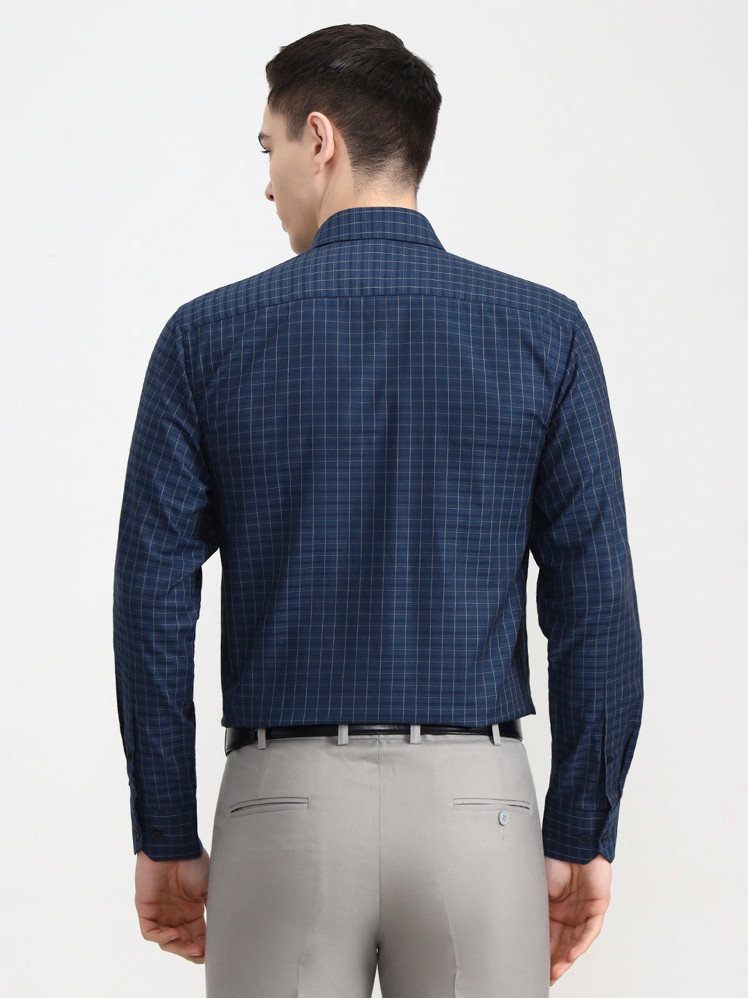 Raw Blue Checked Regular Fit Formal Shirt | JadeBlue