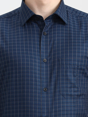 Raw Blue Checked Regular Fit Formal Shirt | JadeBlue