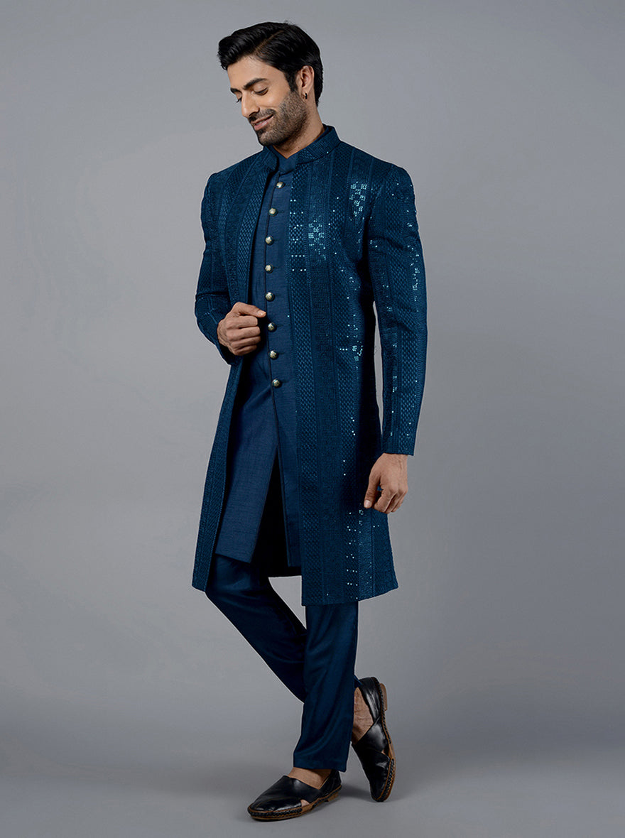 Teal Blue Indowestern | TULA