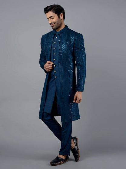 Teal Blue Indowestern | TULA