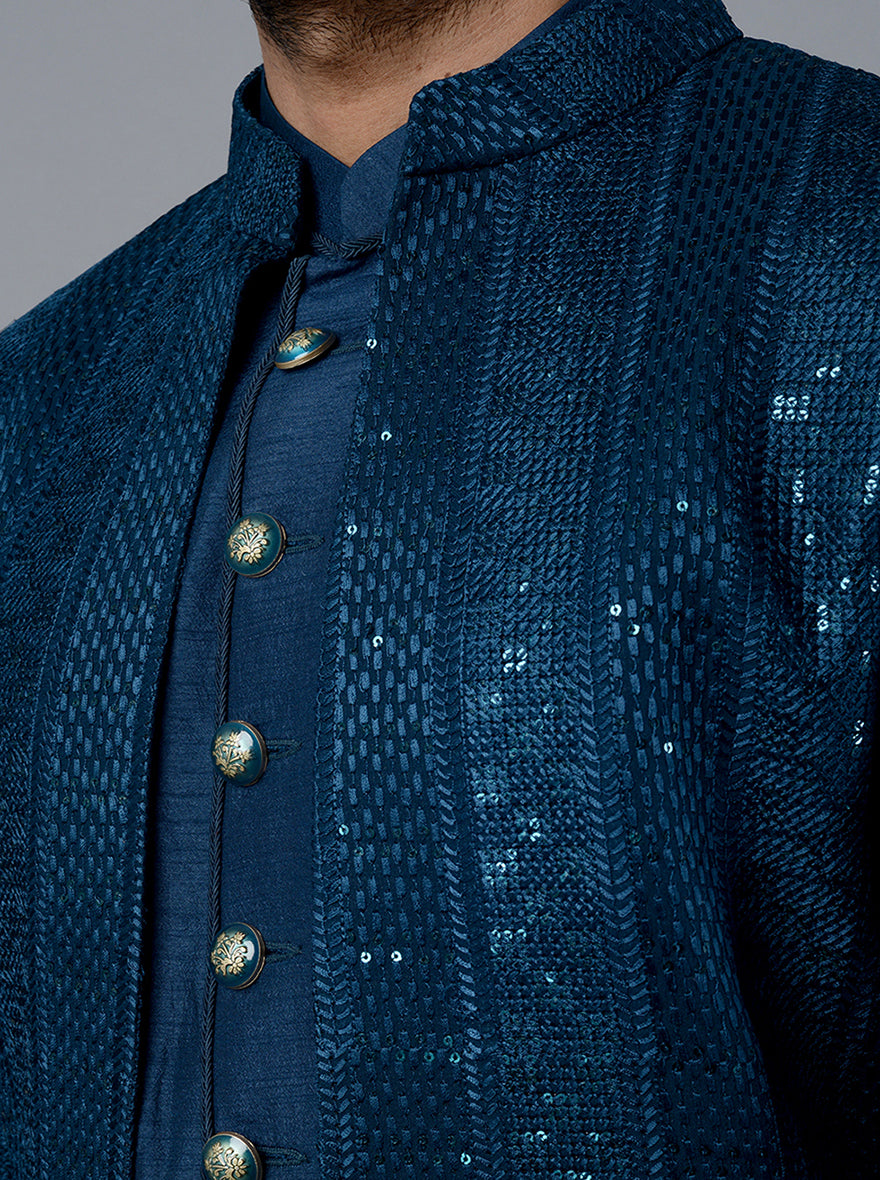 Teal Blue Indowestern | TULA