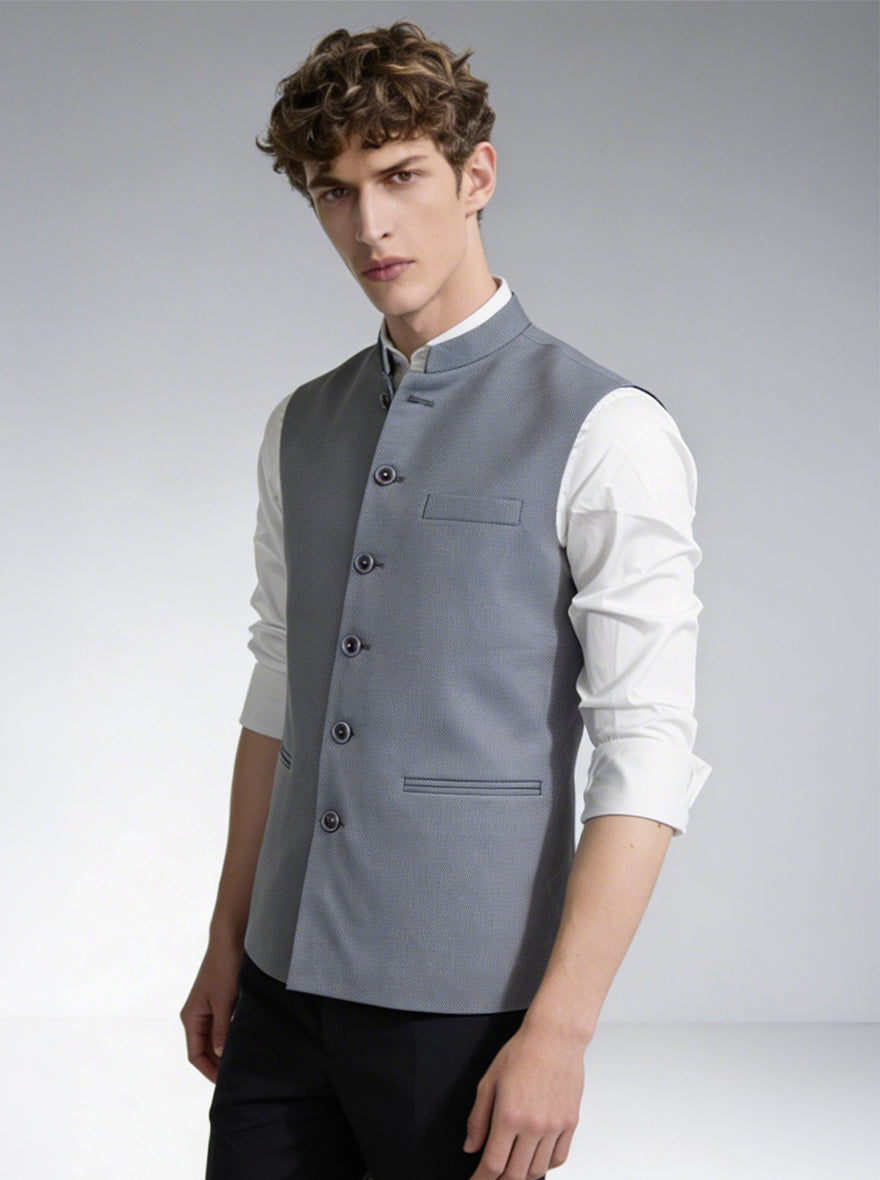 Grey Solid  Waistcoat | Greenfibre