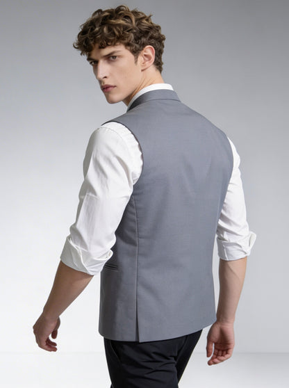 Grey Solid  Waistcoat | Greenfibre