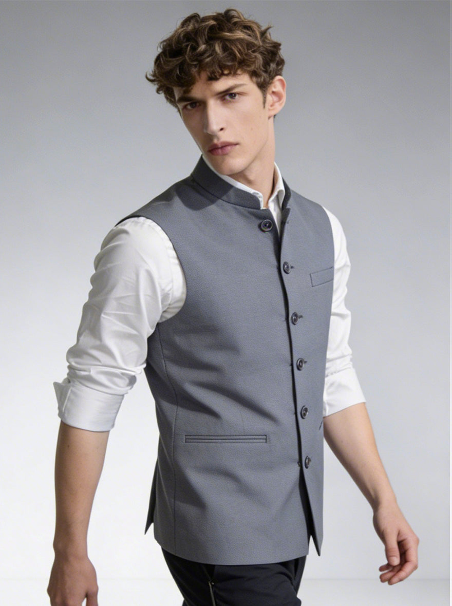 Grey Solid  Waistcoat | Greenfibre
