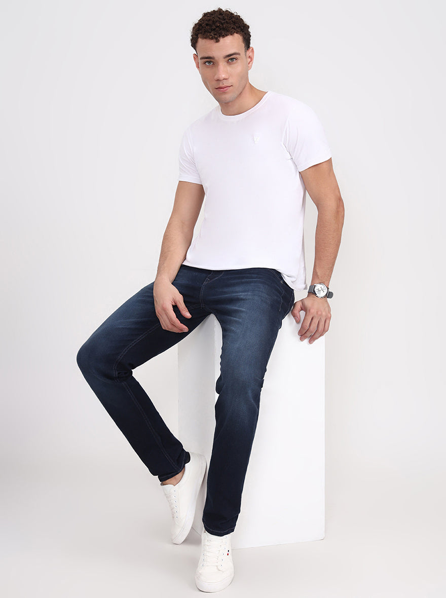 Mid Blue Washed Slim Fit Jeans | JadeBlue