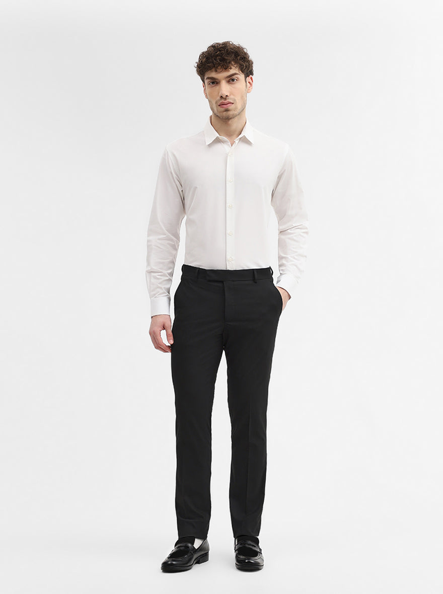 Black Solid Super Slim Fit Formal Trouser | Greenfibre