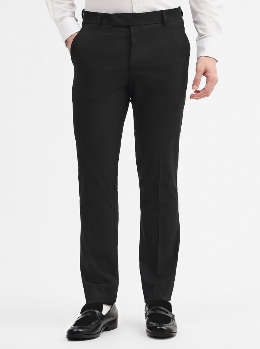 Black Solid Super Slim Fit Formal Trouser | Greenfibre