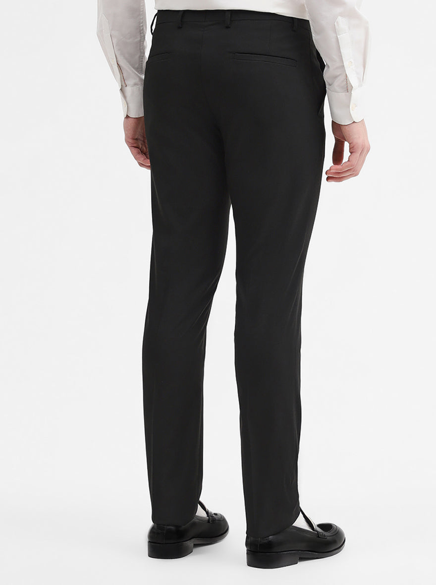 Black Solid Super Slim Fit Formal Trouser | Greenfibre