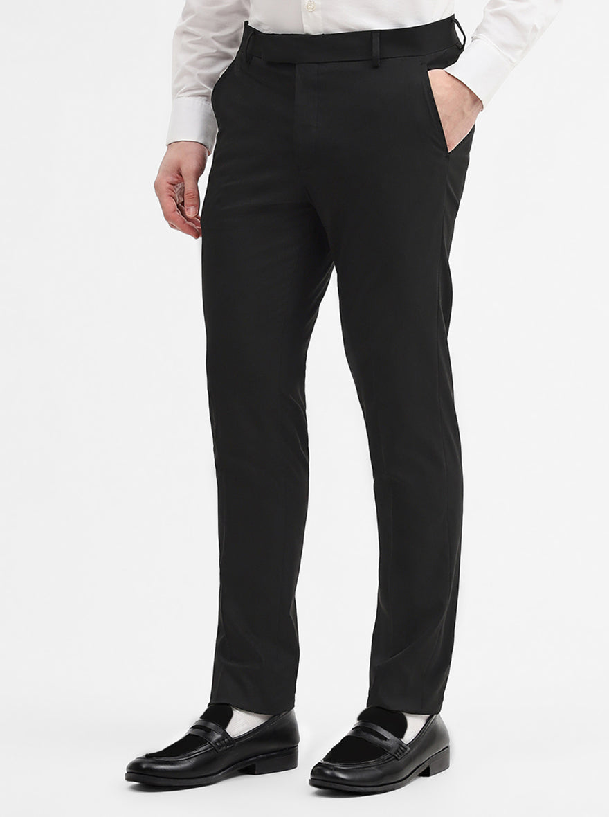 Black Solid Super Slim Fit Formal Trouser | Greenfibre