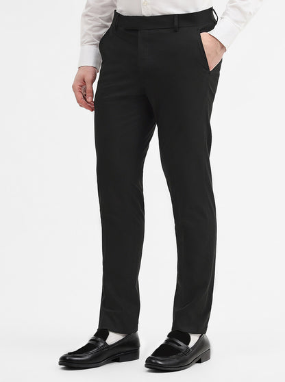 Black Solid Super Slim Fit Formal Trouser | Greenfibre