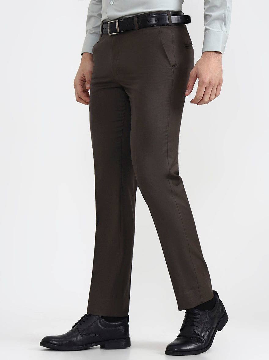 Grey Solid Slim Fit Formal Trouser | JadeBlue Super Luxe