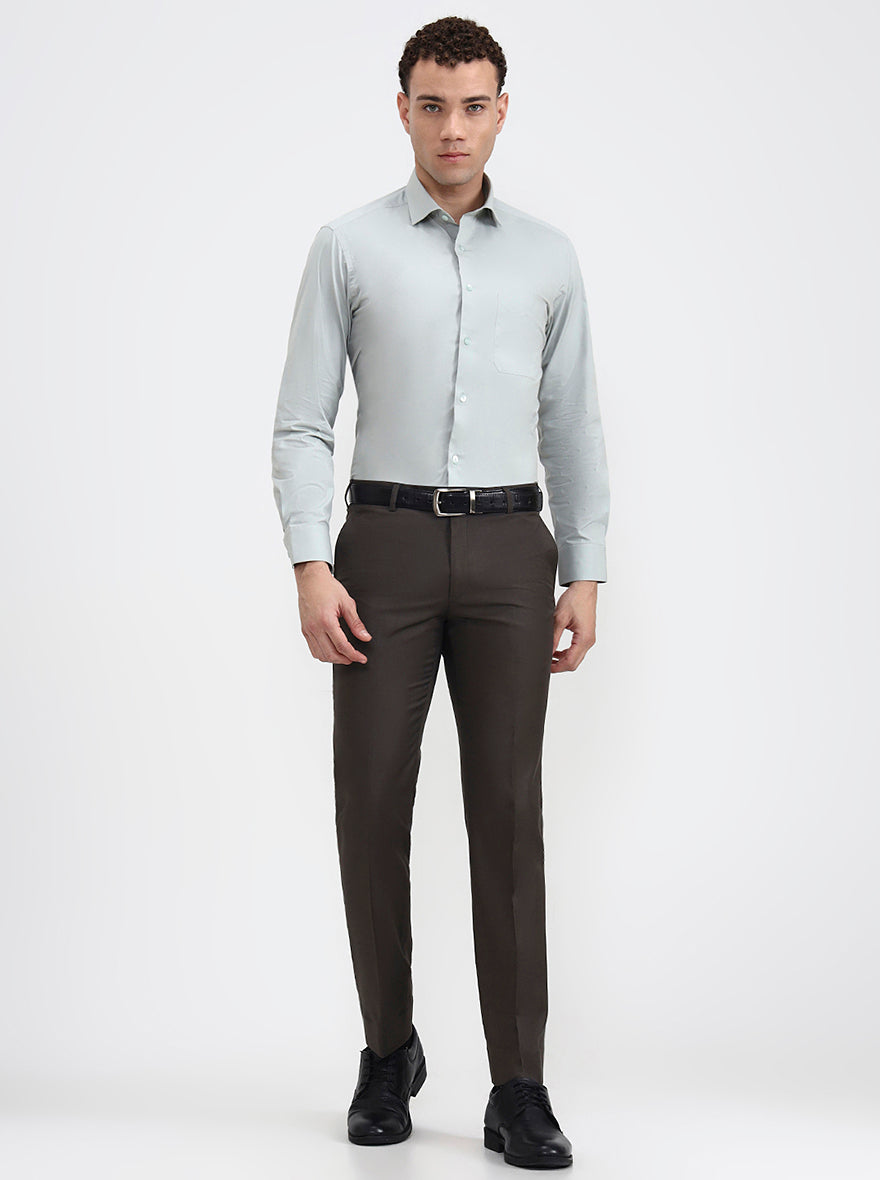 Grey Solid Slim Fit Formal Trouser | JadeBlue Super Luxe