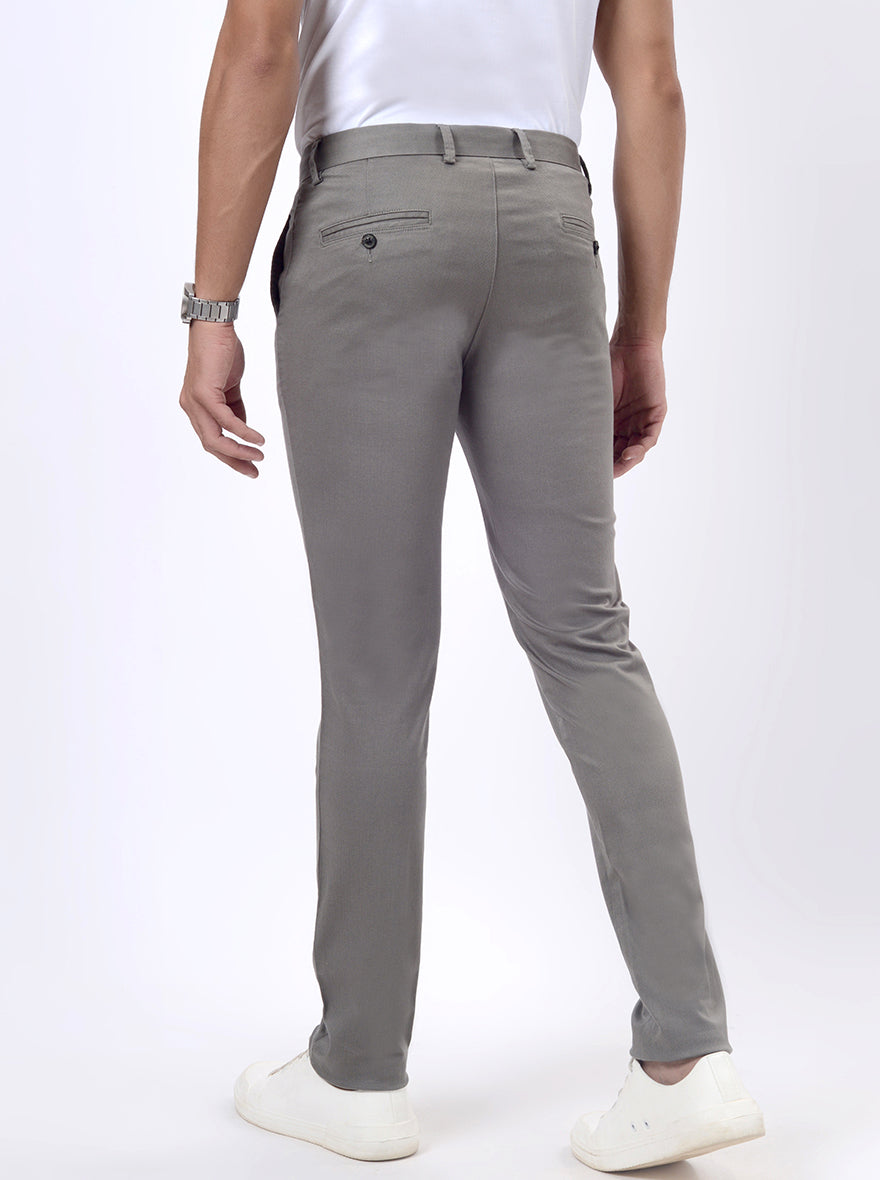 Grey Printed Uno Fit Casual Trouser | JadeBlue