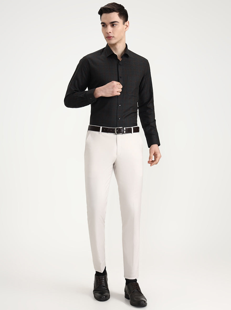 Dark Green Checked Slim Fit Formal Shirt | Metal