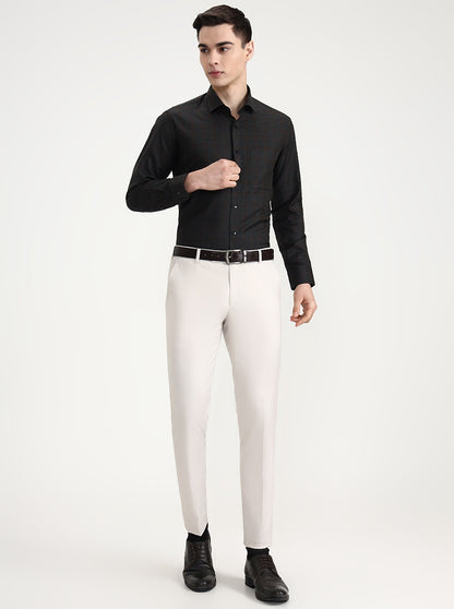Dark Green Checked Slim Fit Formal Shirt | Metal