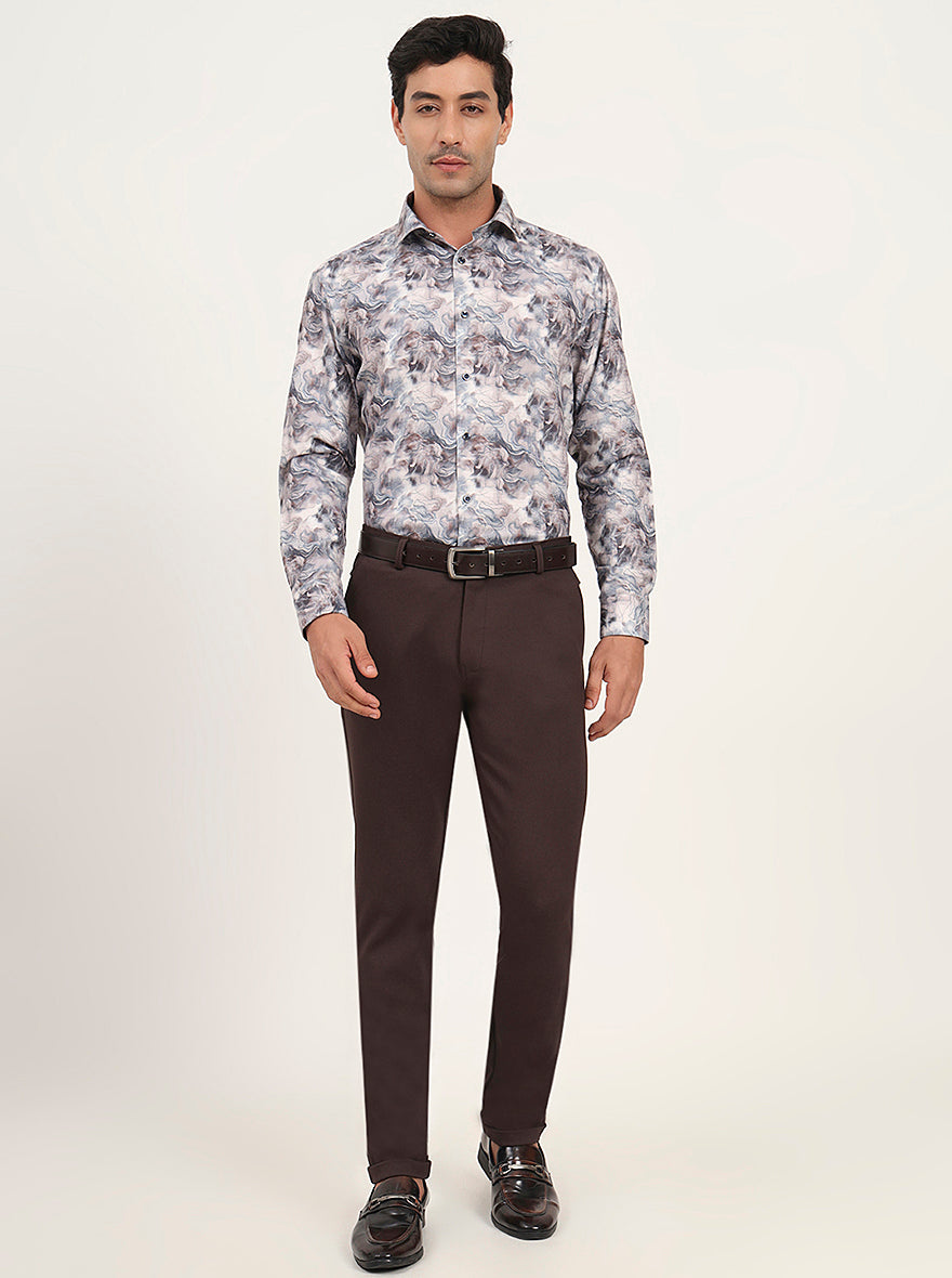 Brown Solid Slim Fit Club Wear Trouser | JB Studio