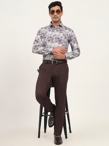 Brown Solid Slim Fit Club Wear Trouser | JB Studio