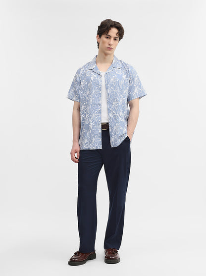 Grey Printed Slim Fit Casual Shirt | Greenfibre