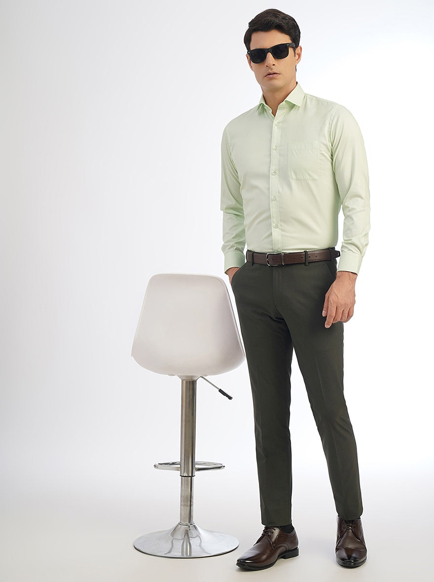 Greenfibre Light Green Slim Fit Cotton Blend Solid Formal Shirt for Men | Stylish Full Sleeve Men's Formal Wear | Comfortable Regular Collar Formal Shirt for Office or Party JadeBlue Greenfibre Light Green Slim Fit Cotton Blend Solid Formal Shirt for Men | Stylish Full Sleeve Men's Formal Wear | Comfortable Regular Collar Formal Shirt for Office or Party JadeBlue