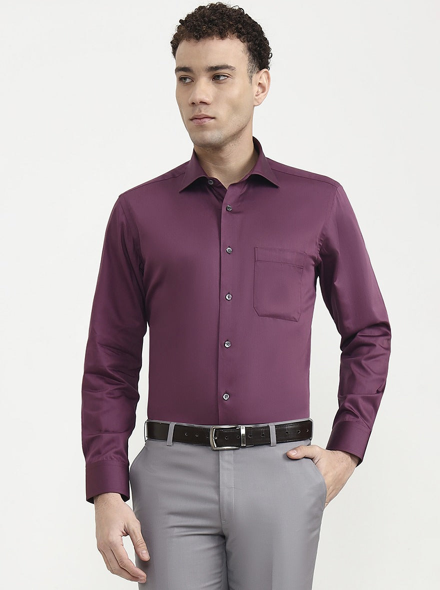 Purple Solid Slim Fit Formal Shirt | JadeBlue Super Luxe