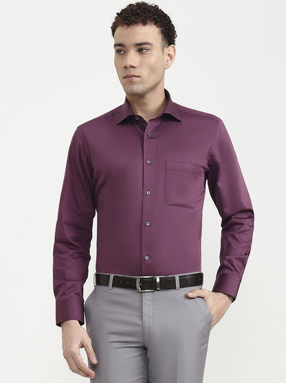 Purple Solid Slim Fit Formal Shirt | JadeBlue Super Luxe