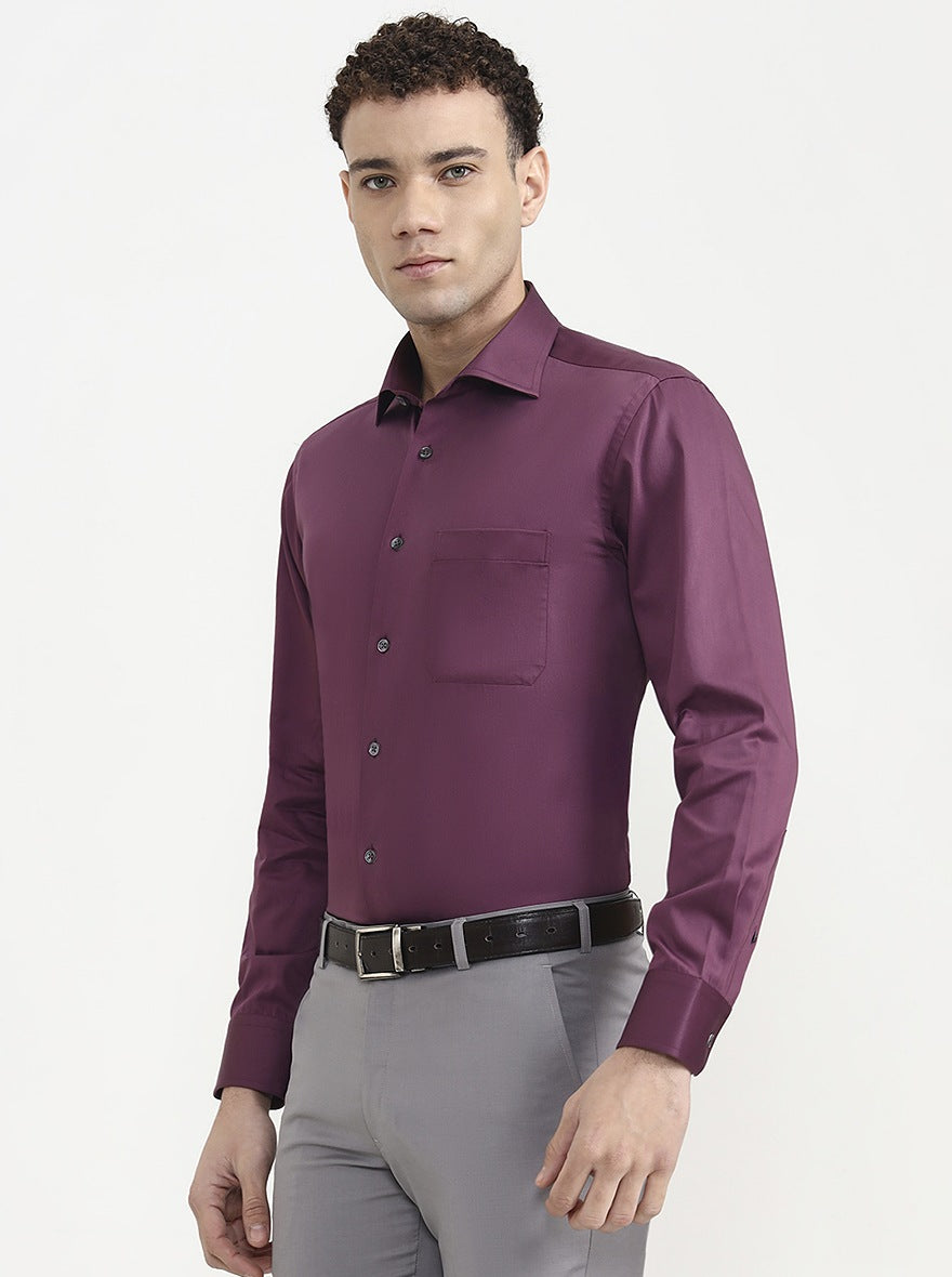 Purple Solid Slim Fit Formal Shirt | JadeBlue Super Luxe