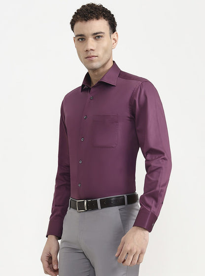 Purple Solid Slim Fit Formal Shirt | JadeBlue Super Luxe