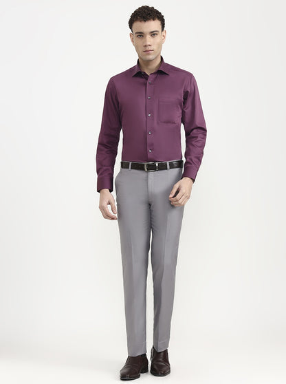 Purple Solid Slim Fit Formal Shirt | JadeBlue Super Luxe